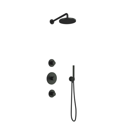 Hotbath Cobber IBS Set de douche à encastrer avec douchette stick et douche de tête 20cm Noir mat