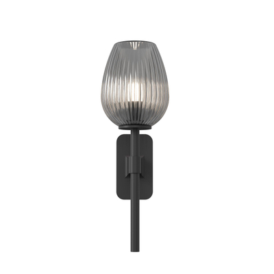 Astro Tacoma Single Applique/Plafonnier - 230V - IP44 - ovale - cannelé - verre fumé - noir mat