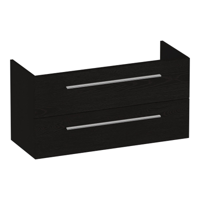 BRAUER Trust wastafelonderkast ondiep 100 excl. opbouwgrepen 2 softclose lades en 1 sifon uitsparing - Timber Black