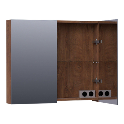 BRAUER Impress armoire de toilette – 80 x 70 x 15 cm – 2 portes, portes-miroir double face – Forest Cacao