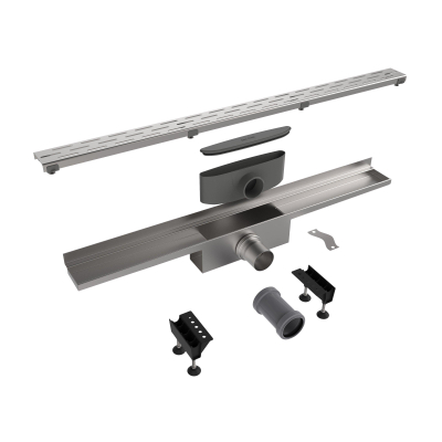 Easy Drain Compact Wall caniveau de douche 6x100cm plaque simple avec sortie latérale 50mm inox