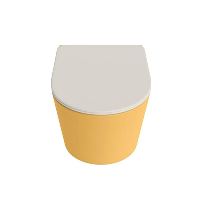 MONDIAZ LAVIE WC suspendu - 36x53cm - sans bride - Linen (offwhite) - softclose - quick-release - abattant WC - Ocher (jaune)