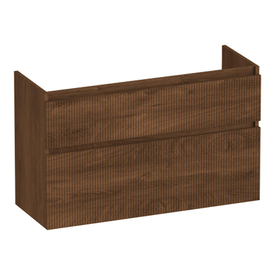 BRAUER Delight Wavy wastafelonderkast ondiep 100 2 softclose lades - greeploos - 1 sifon uitsparing - Forest Cacao