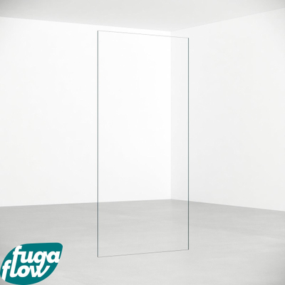 FugaFlow Eccelente Vetro Paroi latérale - 30x200cm - verre clair - 8mm - avec profilé d'angle - Inox brossé