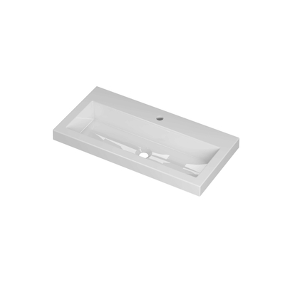 INK Roots wastafel - 80x40x6cm - 1 wasbak - 1 kraangat - porselein wit glans