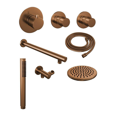 Brauer Copper Edition Set de douche à encastrer thermostatique douche de tête 20cm bras mural douchette stick Cuivre brossé PVD