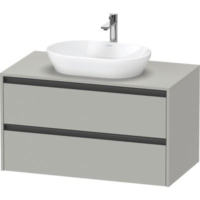 Duravit ketho 2 meuble sous lavabo avec plaque de console avec 2 tiroirs 100x55x56.8cm avec poignées gris anthracite béton mat