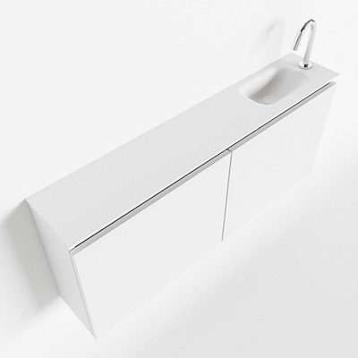 MONDIAZ TURE Toiletmeubel 120x23x50cm met 1 kraangaten 2 deuren talc mat Wastafel Eden rechts Solid Surface Wit