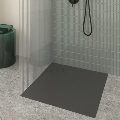 Villeroy & Boch Ecora douchebak - 80x80x3.5cm - hoekafvoer - anthracite (antraciet)