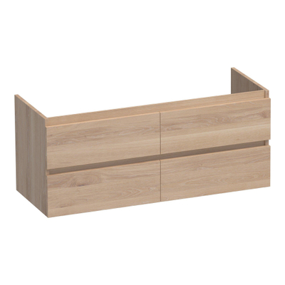 BRAUER Joy meuble sous-lavabo 120 4 tiroirs softclose - sans poignée - 2 découpes pour siphon - chêne massif - chêne à lamelles naturel