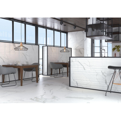 ÉCHANTILLON Terravito Alpuro carreau mural et de sol - 75x75cm - 10.2mm - Carré - rectifié - Imitation marbre - Blanc/noir mat