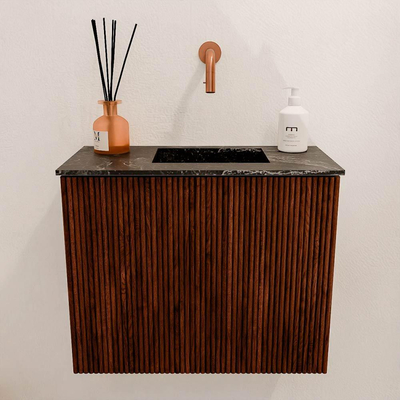 Mondiaz JOYA-DLUX 50cm toiletmeubel - kleur Ruby - Wastafel FAYE positie Rechts Zonder kraangat kleur Lava.