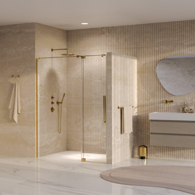 BRAUER Stellar Nisdeur - 2-delig - 160x200cm - draaideur - glascoating - omkeerbaar - helder glas - Geborsteld goud PVD