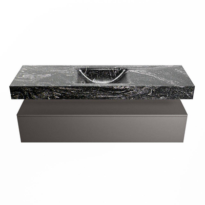Mondiaz ALAN-DLUX Ensemble de meuble - 150cm - meuble Dark grey mat - 1 tiroir - Lavabo Cloud Lava suspendu - vasque Centre - 1 trou de robinet