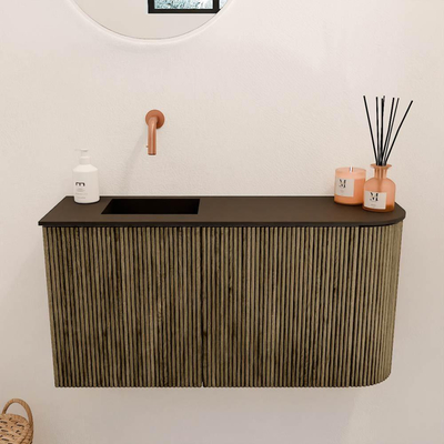 Mondiaz JOYA 81.6cm toiletmeubel - ronding rechts kleur Dusk - Wastafel FAYE positie Links Zonder kraangat kleur Urban.