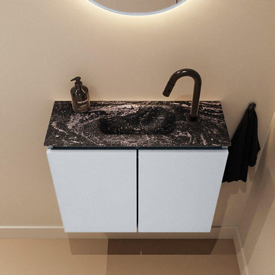 MONDIAZ TURE-DLUX Meuble WC 60 cm Clay. Lavabo EDEN Lava position centrale. Avec 1 trou de robinet.