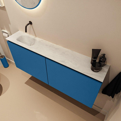 MONDIAZ TURE-DLUX 120cm toiletmeubel Jeans. EDEN wastafel Opalo positie links. Zonder kraangat.