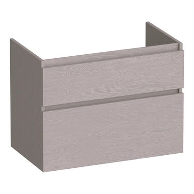 BRAUER Delight wastafelonderkast - 80x46x60cm - 2 softclose lades - greeploos - 1 sifon uitsparing - Timber Greige