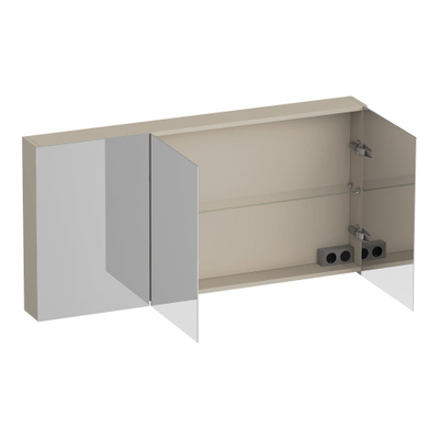 BRAUER Impress armoire de toilette – 139 x 70 x 15 cm – 3 portes, portes-miroir double face – Beige mat