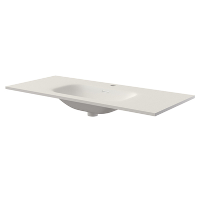 Saniclass Flow Meuble lavabo - 101x46x1.5cm - trop-plein - 1 vasque centrale - 1 trou de robinet - solid surface blanc mat