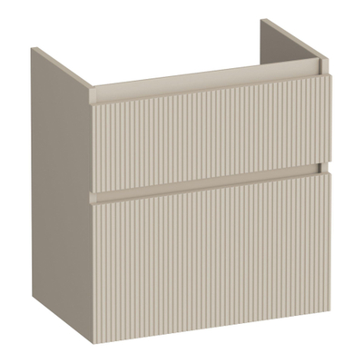 BRAUER Delight Wavy meuble sous-lavabo peu profond 60 2 tiroirs softclose - sans poignées - 1 découpe siphon - beige mat
