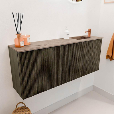 Mondiaz JOYA-DLUX 100cm toiletmeubel - kleur Shadow - Wastafel FAYE positie Rechts 1 kraangat kleur Arena.