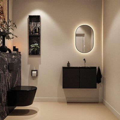 MONDIAZ TURE-DLUX Meuble toilette - 80cm - Urban - EDEN - vasque Lava - position droite - sans trou de robinet