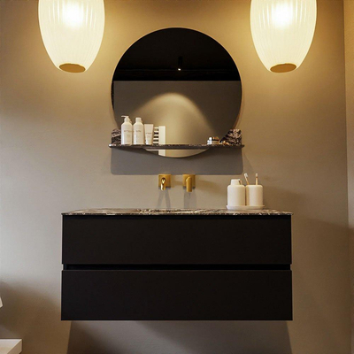 Mondiaz VICA-DLUX ensemble de meuble de salle de bain - 110cm - meuble sous-vasque urban - 2 tiroirs - lavabo encastré cloud milieu - sans trous de robinet - miroir modèle spot - version XL 60cm de haut - lave