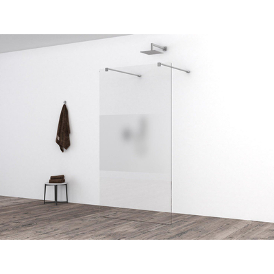 Wiesbaden Slim glasplaat 800 x 2000 x 8 mm nano helder glas met melkglas middenband