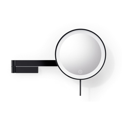 Zack Linea miroir grossissant – rond – 38 x 26,3 cm – Éclairage LED – grossissement 5x, à intensité variable – Noir