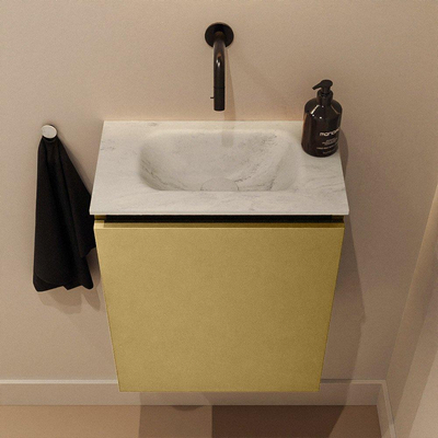 MONDIAZ TURE-DLUX Meuble de toilettes 40 cm Oro. EDEN lavabo Opalo position milieu. Sans trou de robinet.