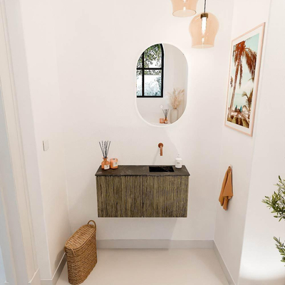 Mondiaz JOYA-DLUX 80cm toiletmeubel - kleur Dusk - Wastafel FAYE positie Rechts Zonder kraangat kleur Lava.