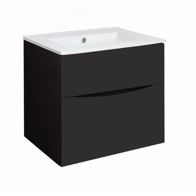 Crosswater Glide II Badmeubelset - 60x45x52cm - 2 lades - greeploos - wastafel - ice white - mat zwart