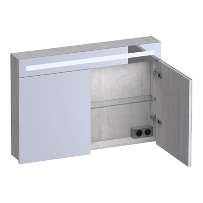 BRAUER Promise spiegelkast – 99x70x15 cm – directe LED boven – 2 deuren – Forest Seashell