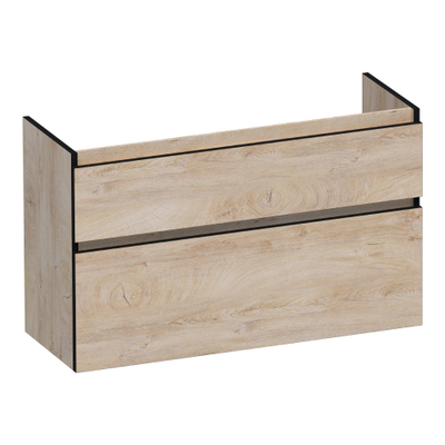 BRAUER Delight Edge wastafelonderkast ondiep 100 2 softclose lades - greeploos - 1 sifon uitsparing - Forest Wheat