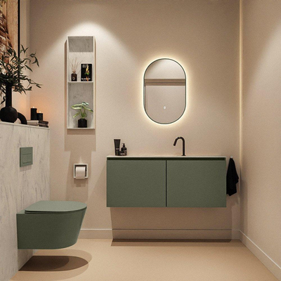 MONDIAZ TURE-DLUX 120cm toiletmeubel Army. EDEN wastafel Opalo positie midden. Met 1 kraangat.