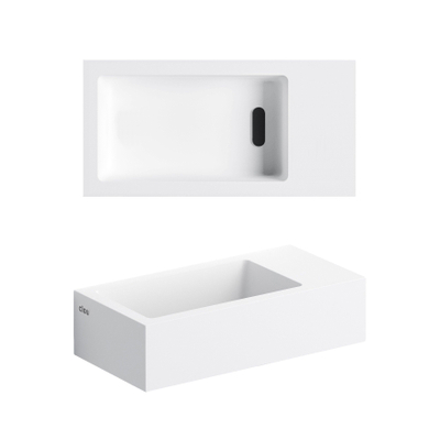 Clou Flush 3 lavabo 36x18x9cm sans trou pour robinet aluite Blanc mat