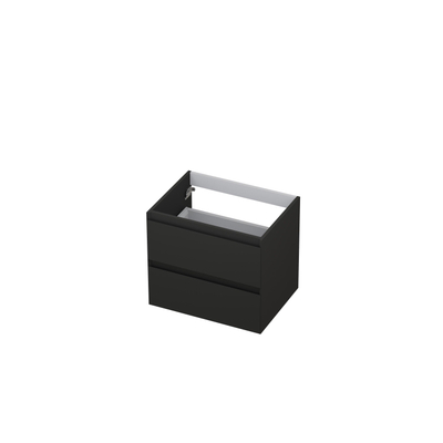 INK Wastafelonderkast - 60x45x52cm - 2 lades - greeploos - MDF lak - Antraciet mat