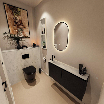 MONDIAZ TURE-DLUX 100cm toiletmeubel Urban. EDEN wastafel Opalo positie links. Met 1 kraangat.