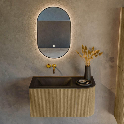 Mondiaz KURVE Badkamermeubelset - 85x46x40cm - 1 lade - 1 deur - wastafel solid surface - links - zonder kraangat - Dusk