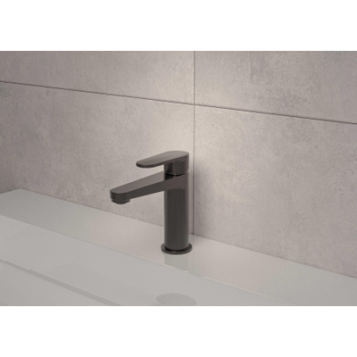 MAY Forma Mitigeur de lavabo monotrou sur plage modèle S Noir carbone brossé PVD