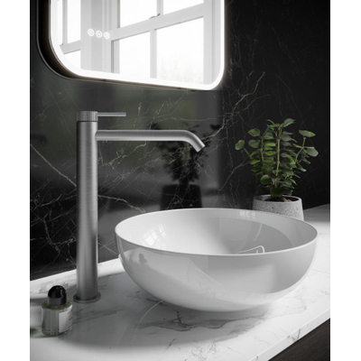 Crosswater 3ONE6 Wastafelkraan - verhoogd - uitloop 19cm - geborsteld RVS