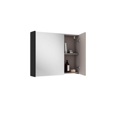 Adema Spiegelkast - 80x63x16cm - inclusief zijpanelen - mat zwart