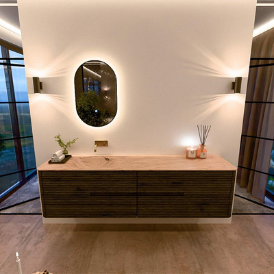 Mondiaz CIRO-DLUX ensemble de meubles de salle de bains - 190x45x50cm - lavabo en solid surface Arena - 1 vasque à gauche - sans trous de robinet - 4 tiroirs - Shadow