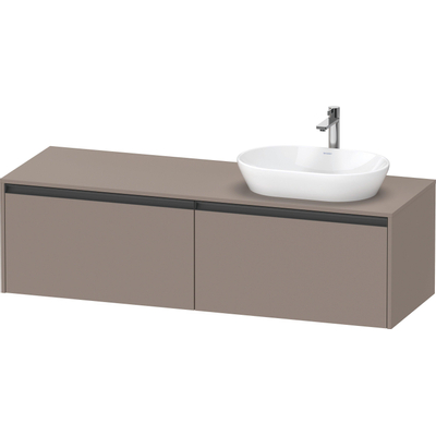 Duravit ketho 2 meuble sous lavabo avec plaque console avec 2 tiroirs pour lavabo à droite 160x55x45.9cm avec poignées anthracite basalte mate