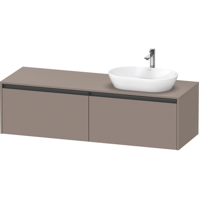 Duravit Ketho 2 meuble sous-lavabo avec tablette de console avec 2 tiroirs pour vasque à poser à droite 160x55x45.9cm avec poignées basalte anthracite mat