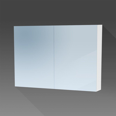 BRAUER Dual Spiegelkast - 100x70x15cm - 2 links- rechtsdraaiende spiegeldeur - MDF - hoogglans wit