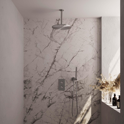 Brauer Brushed Edition Ensemble de douche pluie encastré - douche principale 30 cm - 2 fonctions - - comprenant partie encastrable - douchette à main 1 fonction - inox brossé PVD