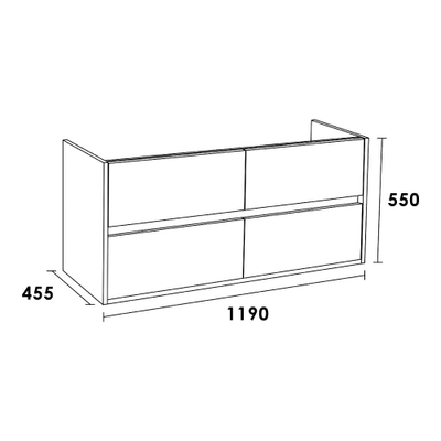 BRAUER Nexxt Meuble sous vasque 119x45.5x55cm 4 tiroirs 2 espaces siphon sans poignées MFC Almond