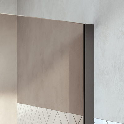 BRAUER Oblivion Paroi de douche à l'italienne - 100x200cm - paroi latérale 30 cm - traitement anti-calcaire - verre bronze - gunmetal brossé PVD